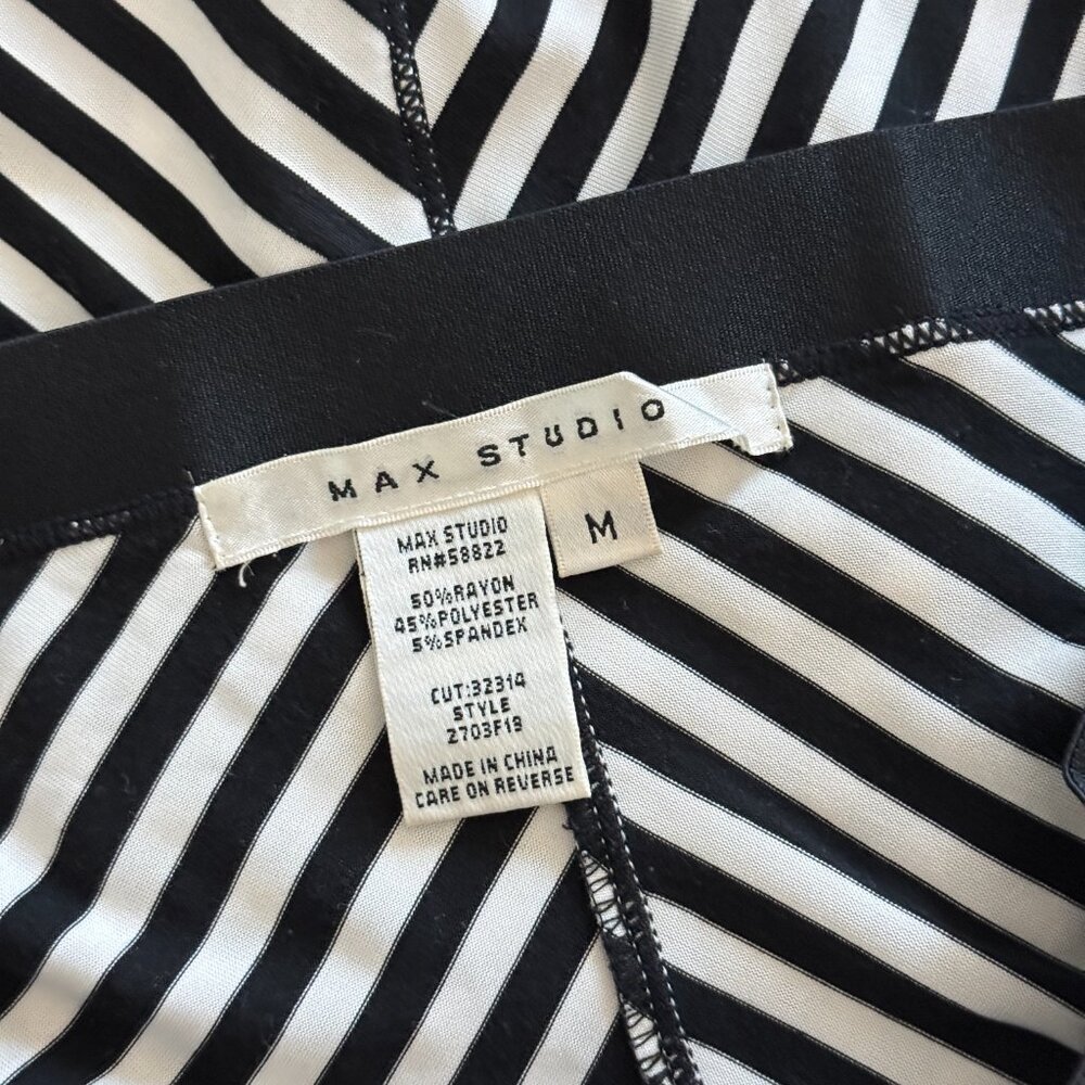 Max Studio Skirt Women's Black White Stripe Maxi Size M - Picture 10 of 10